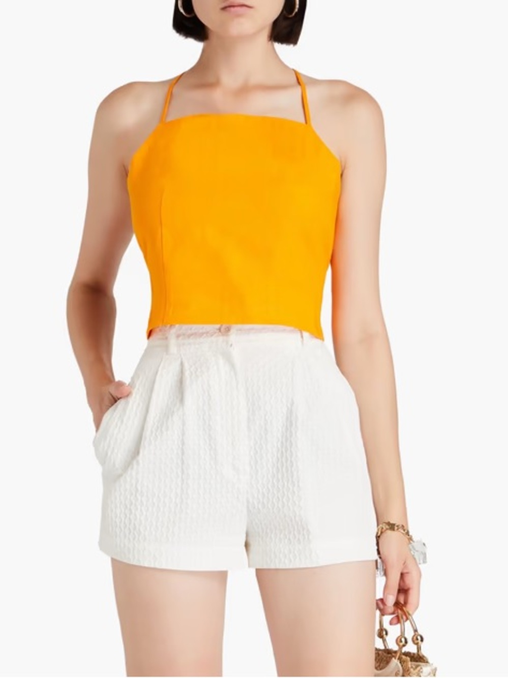 Mara Hoffman Carrie Cropped 100% Hemp Orange Top NWT Size XL